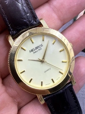 Кварцевые часы Helbros Gold Coin Edge Case черная кожа 37 мм 8341YC - Изображение 1 из 4