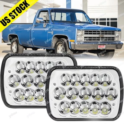 Par de faros LED 7X6" 5X7" halo haz alto/bajo aptos 82-93 Chevy C10 C20 C4 GMC S15 Foto 1 de 4