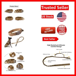 Robustes taktisches Hundehalsband & Gummileine Set - strapazierfähig für große Rassen - Bild 1 von 9