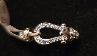 Bomb Party Ring RG62595 'Western Wonder' Aquamarine & Diamond CZ Rhodium Size 9 - Image 1 of 4