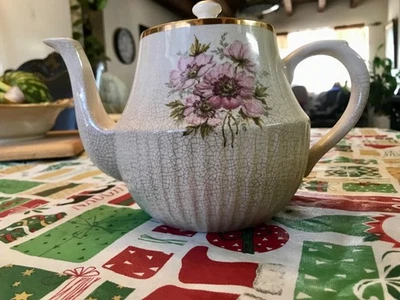 Tetera vintage SANDON hecha en Inglaterra rosas silvestres rosas flores núcleo de cabaña Foto 1 de 4