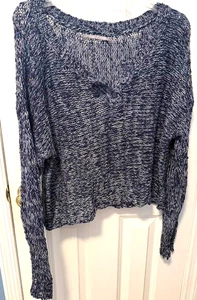 Women's Navy Blue Knit Cropped Sweater by RUBBISH - Size Large - Picture 1 of 3