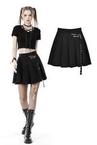 DARK IN LOVE Black Gothic Punk Grunge Pleated Short Rock Steampunk Party Skirt - Picture 1 of 19