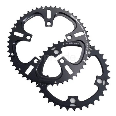 Driveline Chainring Road Bike Bicycle 52-36T,11 Speed,7075/T6 BCD:110mm Black - Image 1 of 4