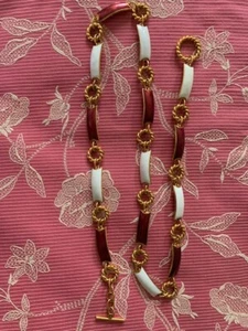 VINTAGE AUTHENTIC GUCCI ENAMEL GILT CHAIN BELT, GG BELT LEATHER STRAP 4 BELTS - Picture 1 of 17