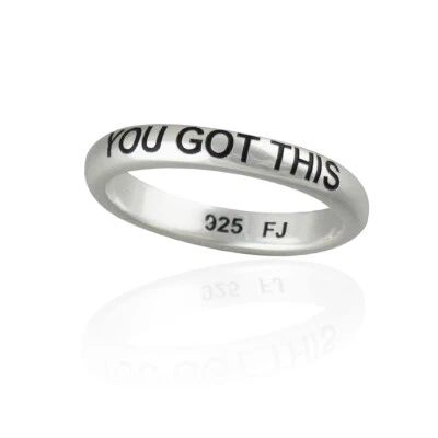 You Got This Stackable Band Ring - 925 Sterling Silver - Encouragement Good Luck - Image 1 of 4