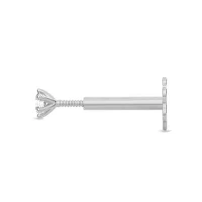 14K White Gold 0.11 Ct Diamond Nose Stud Screw Ring Piercing Pin 18 Gauge - Image 1 of 4