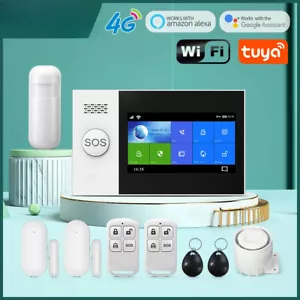 4G Alarm System for Home Security with PIR Door Sensor WiFi 4.3-inch Big Screen - Picture 1 of 30