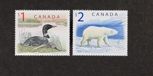 CANADÁ 1998 $1 Loon y $2 Oso Polar, Juego de 2 sellos como nuevo NH - Imagen 1 de 1