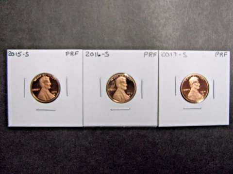 2015 S 2016 S 2017 S Proof  Lincoln Union Shield Penny/ Cents Cover
