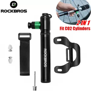 ROCKBROS 2in1 Alloy Mini Bike Pump CO2 Air Inflator Valve AV FV Bicycle Pump - Picture 1 of 8