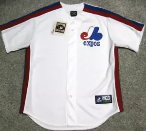 Maglia Replica Montreal Expos Uomo Media Bianca Collezione Majestic Cooperstown - Foto 1 di 5