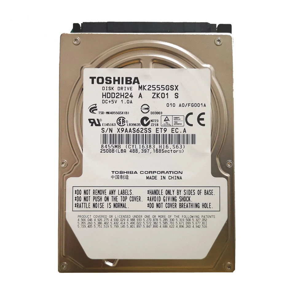 Toshiba MK2555GSX 250GB 5400RPM SATA 2.5" Laptop HDD Hard Disk Drive - Image 1 of 2