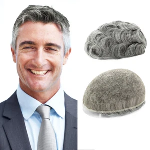 Full French Lace Mens Toupee Hairpiece Bleached Human Hair Replacement System US - Picture 1 of 6