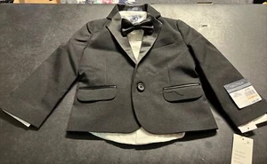NEW Boys Nautica Black Suit Jacket Coat and Dress Shirt and Bowtie 2T - Picture 1 of 7