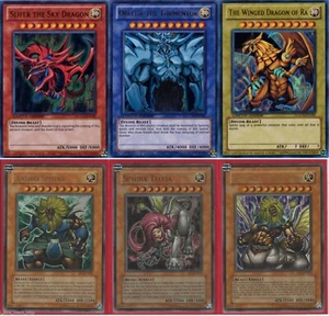 Egyptian God Cards (2 SETS) YGLD Slifer, Obelisk, Ra + ANDRO Sphinx set - Picture 1 of 6