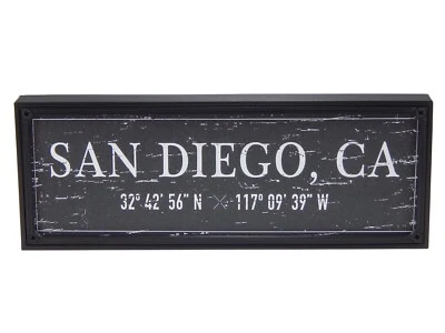 San Diego, CA Latitude Longitude Coordinates GPS City Sign Wall Room Home Decor - Image 1 of 4