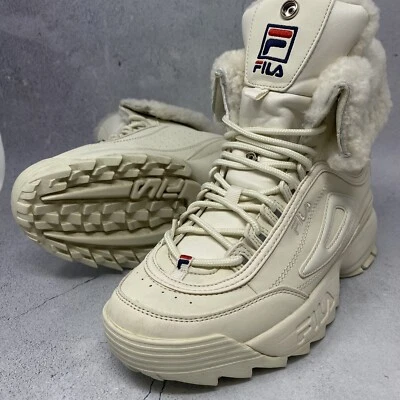 Botas con cordones Fila Disruptor para mujer piel de oveja blancas invierno nieve talla 7,5 M Foto 1 de 4