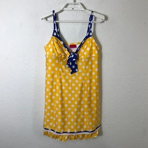 Betsey Johnson Polka Dot Swim Dress Womens Small Yellow Coquette - Picture 1 of 12