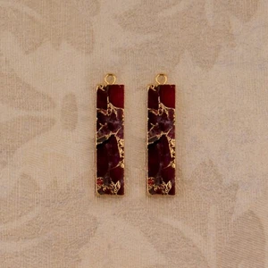 Fancy Shape Mohave Turquoise Gemstone In Brass Mojave Connector Earring - Picture 1 of 2
