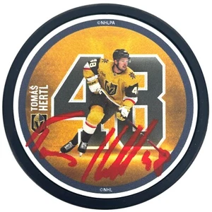 Tomas Hertl autografato Vegas Golden Knights Hockey Puck iscrizioni firmate - Foto 1 di 5