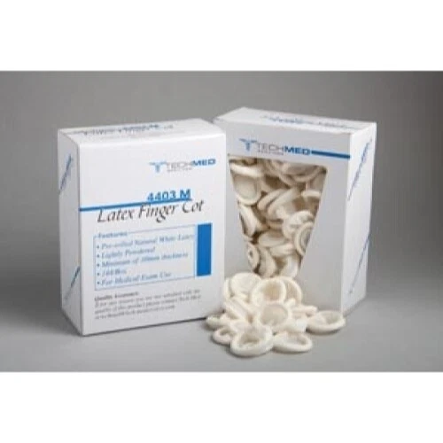 PRIME DENTAL TECH-MED SERVICES LATEX FINGER COTS - MEDIUM 144/BX