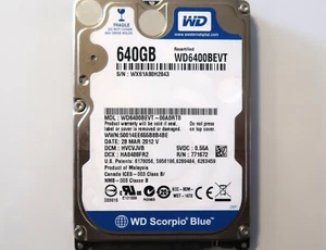 WD WD6400BEVT-00A0RT0 HVCVJVB (WX61) 640gb 2.5" Sata HDD 28MAR2012 - Picture 1 of 1