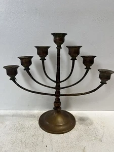 - Antique Brass Menorah 7 Arm Candleabra Vintage Item - Picture 1 of 7