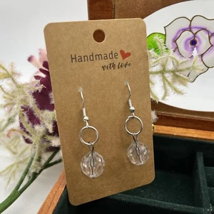 Pendientes colgantes transparentes facetados hechos a mano #100 - Imagen 1 de 3