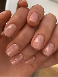 Press On Nails - 24pcs Short Squoval Natural Nude Stick On False Nails - Picture 1 of 6