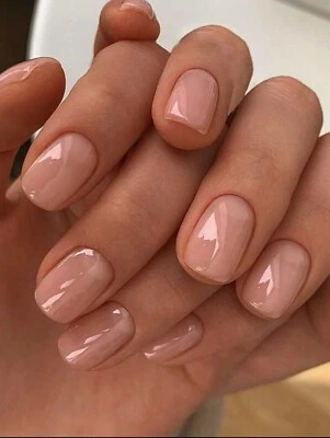 Press On Nails - 24pcs Short Squoval Natural Nude Stick On False Nails - image 1 of 4