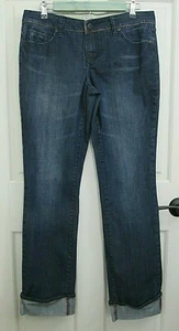 No Boundaries Cuffed Jeans Juniors Size 11 32x32 Distressed Stretch 48-21677 - Picture 1 of 6