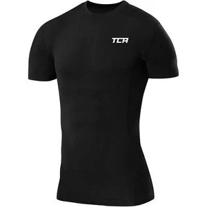 TCA FX Laser Mens Compression Top Black Short Sleeve Running Base Layer T-Shirt - Picture 1 of 2