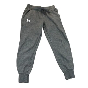Under Armour Youth Jogger Pants Small Fleece Sweatpants Loose Fit Drawstring Gra - Picture 1 of 10
