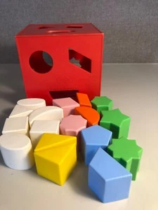 Vtg. 1970s Plastic A Child Guidance Toy Red Play Shapes with 17 Color Blocks(299 - Picture 1 of 5