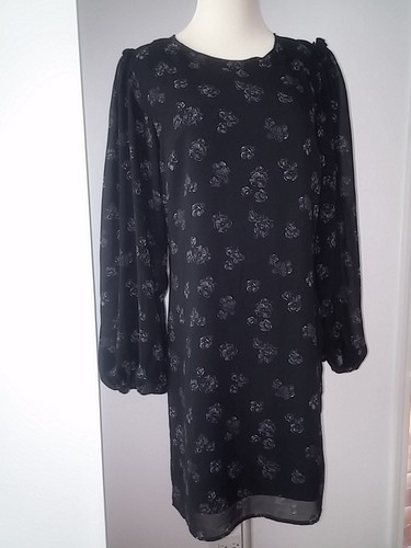 UNDERCOVER Abito Victoria's Secret nero floreale lungo elastico manica polsino chiffon tg 6