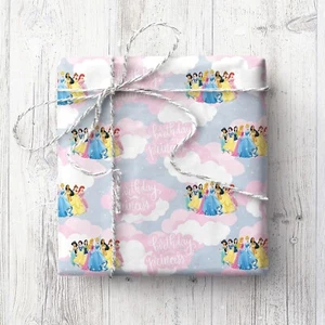 Unofficial Princess Wrapping Paper (2 Sheets) ,gift wrap, birthday, baby blue - Picture 1 of 1