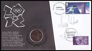 Dame Kelly Holmes Firmado 2012 GB Juegos Olímpicos de Londres 1908 Centavo Moneda Cubierta - Imagen 1 de 3