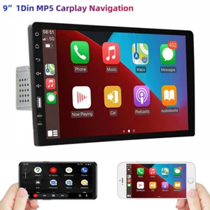 9'' Single 1DIN Apple Carplay Android Auto Car Stereo Radio Touch BT MP5 Player - Picture 1 of 12