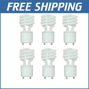 600W Equivalent GU24 Compact Fluorescent Bulbs: 13W, 10,000 Hour Life, 6-Pack - Picture 1 of 4