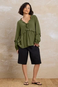 PixieGirl Womens Petite Frill Detail Smock Top - Picture 1 of 10