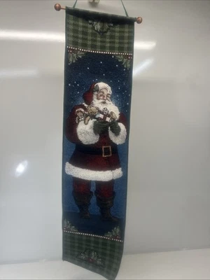 SANTA TAPESTRY Wall Hanging Christmas/Toys   34”x 8.75"  Nice! - Image 1 of 4