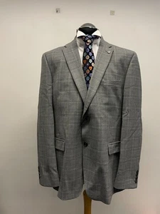 BLAZER TED BAKER A CUADROS GRIS TALLA 46L NUEVO CON ETIQUETAS (0527) - Imagen 1 de 8