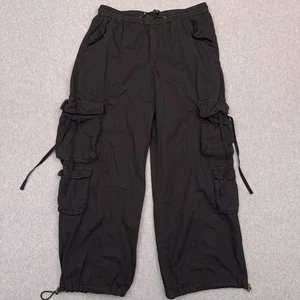 Lucky Brand Exaggerated Cargo Flight Pants Women's S Black Paratrooper Wide Leg - Picture 1 of 11