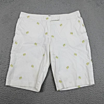 Pantalones Cortos Talbots Mujer 6P Blanco Limón Bordado Elástico Algodón Verano Informal Foto 1 de 4