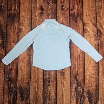 NWT CREWCUTS J.Crew Girls' Light Blue Button-Neck Tunic Sweatshirt  – Size M (8) - Image 1 of 4