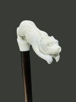 wooden walking stick hand carved Bear animal wooden walking cane - Image 1 of 4