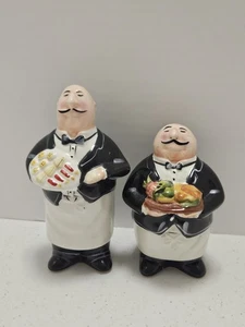 CIC Waiter Maitre D Salt and Pepper Shakers Decorative Collectible 4" & 5" - Picture 1 of 6