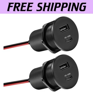 Fast Charging 12V USB-C & A Dual Outlet Charger - Plug-and-Play Vehicle Setup - Picture 1 of 10