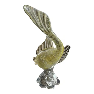 Statuina avventurina oro scultura pesce vetro arte Murano vintage Italia - Foto 1 di 13